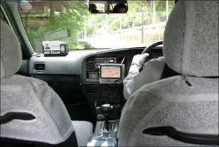 GPS receiver in a taxi cab