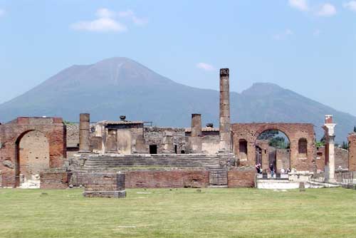 Pompeii with Vesuvius in the background